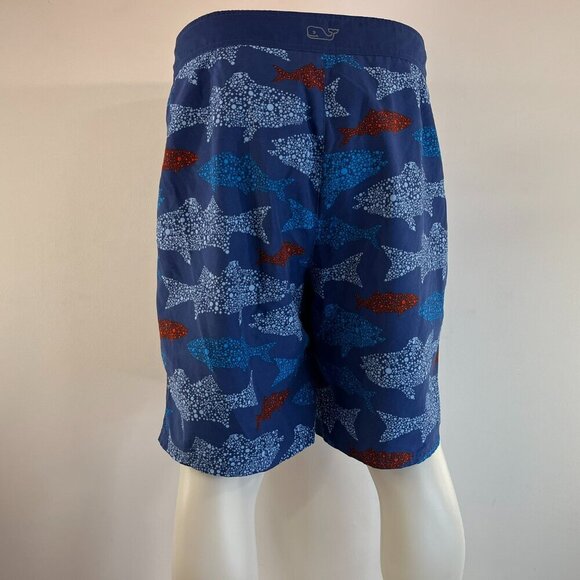 Vineyard Vines Men's Blue Shark Printed Board Swim Shorts - Size 38 - Picture 4 of 7